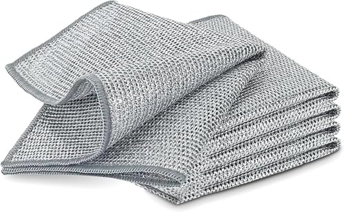 Multifunctional Non-Scratch Wire Dishcloth 2025 Upgraded Steel Wire Dish Towel for Wet and Dry Wire Dishcloth for Dishes Sinks Counters Tops of Stoves (5Pcs)