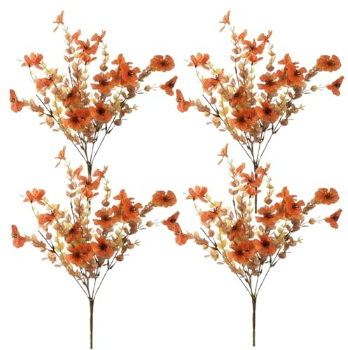 Générique 4PCS Deco Automne Fleurs Artificielles, 31 * 16 Cm Fausse Décoration Automne, Ne Nécessitent Ni Arrosage, Ni Taille, Adaptées À La Décoration d'automne en Intérieur Et en Extérieur