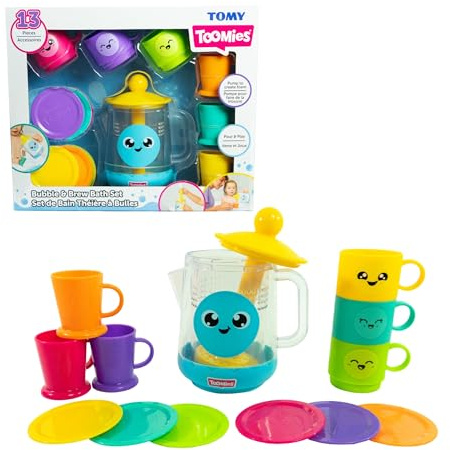Tomy Toomies Bubble & Brew Tea Set, Deluxe Bath Set (13 Pieces)
