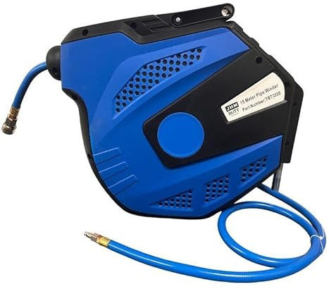 Air Hose Reel 15m 3/8in – Automatic Retractable Air Line Reel with Wall Mount & PVC Hose for Workshop Use