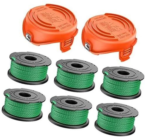 Szwaldaper Fadentrimmer-Spulenschnur, for Black and Decker, 2 mm, 20 Fuß, Autofeed-Ersatzspulen, for GL8033 GL9035 Rasentrimmer-Trimmerkappe, for 90583594 (6 Spulen + 2 Kappen)