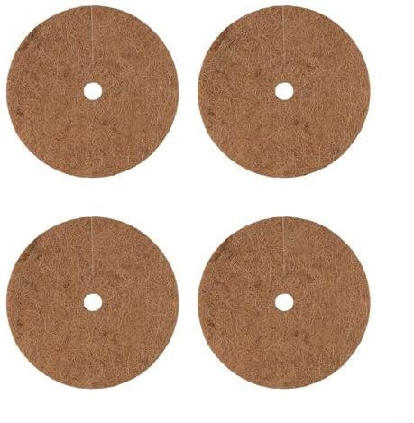 Honseadek Paquete de 4 alfombrillas de fibra natural de fibra natural y discos para macetas para una retención saludable, anillos redondos de protección de fibra de coco para árboles de humedad (25 cm
