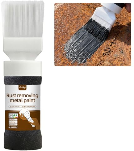 2-in-1 Rust Converter, 6.35 Fl oz Black Rust Inhibitor Touch Up Paint for Metal, Anti-Rust Coating for Automotive, Chassis, UV Resistant