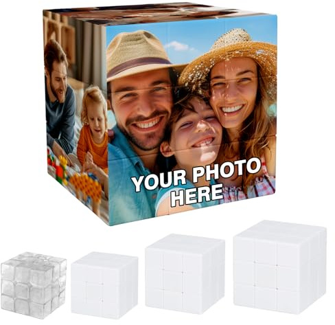 Velba Personalisierter 3D-Fotowürfel mit 6 Bildern | Rotierender Geschenkwürfel für Familie, Freunde, Geburtstag, Weihnachten, Hochzeit