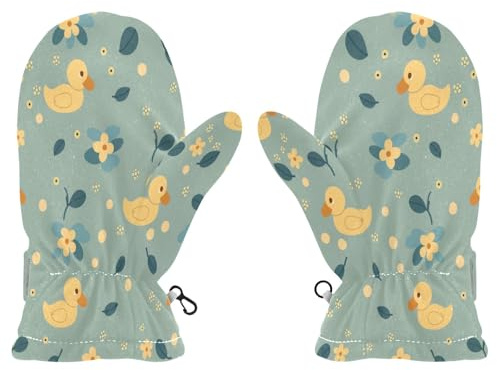 Mnsruu Vintage Little Duck and Flower Kids Mittens Snow Gloves for Boys Girls Winter Ski Gloves Toddler Mittens
