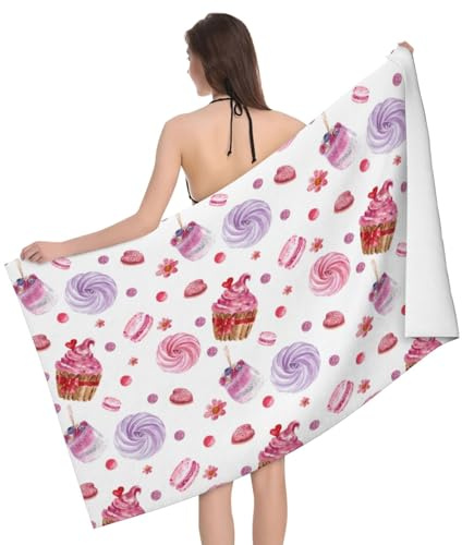 Handtücher Herzen Und Kuchen Handtuch Sandfreies Duschtuch Mikrofaser Badetücher Für Sauna Reise Strand 80X130Cm