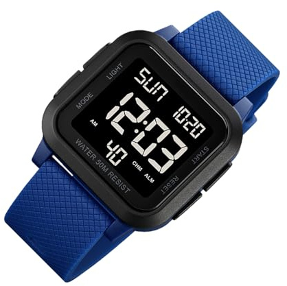 Reloj deportivo para hombre – Pantalla LED digital cuadrada con temporizador y retroiluminación, diseño resistente al agua para natación, entrenamiento físico y diario | Viajes