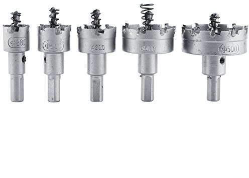 Jeu de 5 scies cloches HSS, 20 mm, 25 mm, 30 mm, 40 mm, 50 mm, pointe en carbure, noyau TCT, outils de coupe de trous pour le travail des métaux, pour l'installation de boutons de
