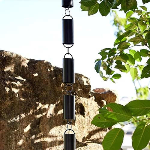 CukUJH Rain Chain Rain Chains for Replacement Gutters and Downspouts, Aluminum Cylinder Rain Collector Chain(260cm/8.5ft)