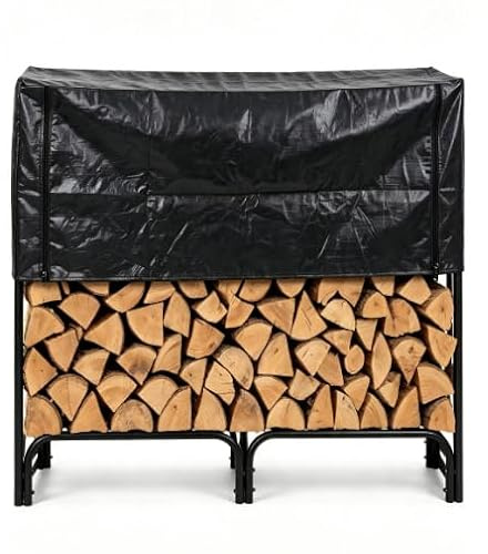 Garvee Heavy-Duty Elevated Steel Firewood Rack - Ventilated Log Storage Holder with Stable Feet for Indoor Fireplace & Outdoor Fire Pit, Patio/Garden Outdoor wood rack - 183 x 25 x 95 cm