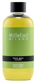 Millefiori Milano – Fragranza per Diffusore a Bastoncini 250 ml, Lemon Grass – Profumatore Ambiente Raffinato con Note Fresche e Agrumate