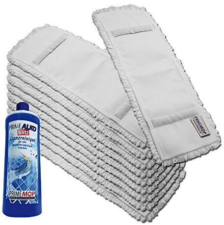Primemop 10 x und Gratis Reiniger Wischmopp 360 aus Microfaser mit Fransen/Mikrofaser 50 cm