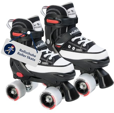 HUDORA Hochwertige Rollschuhe - Pink/Schwarz, Verstellbar, ABEC 3 Carbon-Kugellager, Nylonstiefel, Aluminium-Truck, Größe 32-35, Für Kinder & Jugendliche