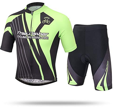 LSERVER Kinder Radtrikot Set Fahrrad Trikot Kurzarm + Radhose, Schwarz, 134-140