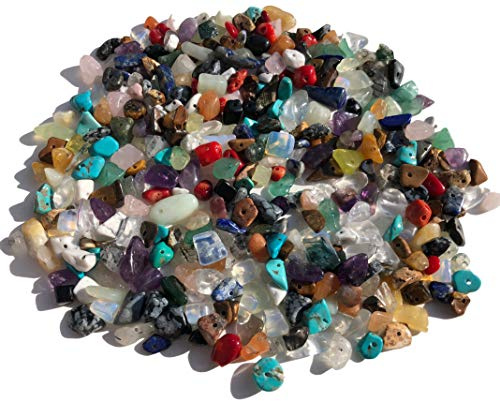 Edelsteinperlen Naturform Perlen 100g Steinperlen 15mm bis 5mm Quarzperlen Kette Schmuckbasteln Amethyst Rosenquarz Mondstein Achat Jaspis Tigerauge Türkis Obsidian Edelstein-perlen Schmuckperlen