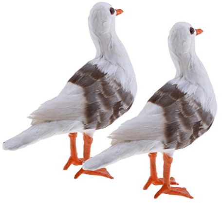 Sharplace 2pcs Figurines Mouette Oiseaux de Jardin Simulation Animal Sculpture Décor en Résine, Blanc #1