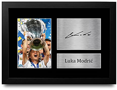 HWC Trading Luka Modric A4 Gerahmte Signiert Gedruckt Autogramme Bild Druck-Fotoanzeige Geschenk Für Real Madrid Fußball Fans