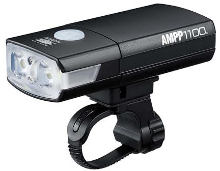 CatEye Ampp 1100 Super Bright LED Bicycle Front Light - 1100 Lumens OptiCube Technology - IPX4 Waterproof Rated - FlexTight Easy Fit Bracket - USB Rechargeable - Cycling Light