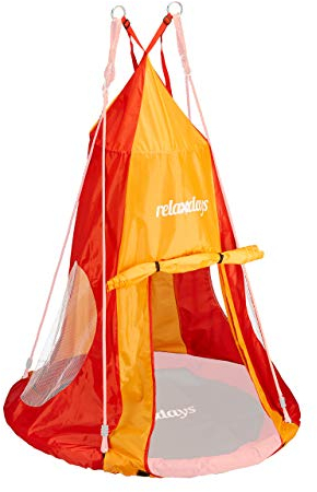 relaxdays Tienda Columpio Infantil Nido, Poliéster, Rojo y Naranja, 130 x 90 cm