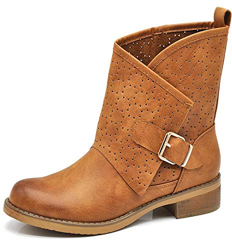IF Chaussures tendance pour femme, bottines à la cheville, boucles, amphibiens 630, 630 Camel, 38 EU