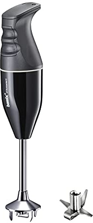 bamix Mixeur plongeant EO140 Classic avec couteau multifonction en acier inoxydable, 140 W, 2 niveaux, fabriqué en Suisse, noir/blanc