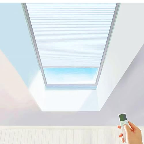 TIPIACE Motorized Skylight Blinds, Cellular Shades (Full Blackout-White)