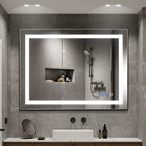 FITLAND 32x 24 LED Bathroom Mirror Vanity Mirror, Anti-Fog, Dimmable, Color Temperature Adjustable 3000-6000K, Switch-held Memory Led Wall Mirror Suitable for Bathroom, Vanity (Vertical/Horizontal)