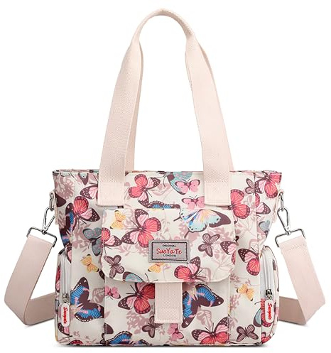 FORRICA Handtaschen Damen Shopper Umhängetasche Modemuster Groß Schultertasche Frauen Wasserdicht Handtaschen mit Mehreren Taschen Schmetterling