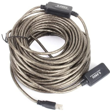 Akozon Cavo di prolunga USB, 20M 2.0 Tipo A di Estensione Maschio a Femmina Lungo raggio per Ripetitore Cavo Nero Attivo 20 m