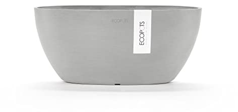 ECOPOTS Pflanzschale Sofia Dunkel Hell Grau - 30 x 13 cm oval groß - Pflanzentopf aus Recycling Kunststoff - Übertopf modern - Blumentopf für Indoor, Outdoor - Schale flach/niedrig, ECO-SM-SOF.30.WG