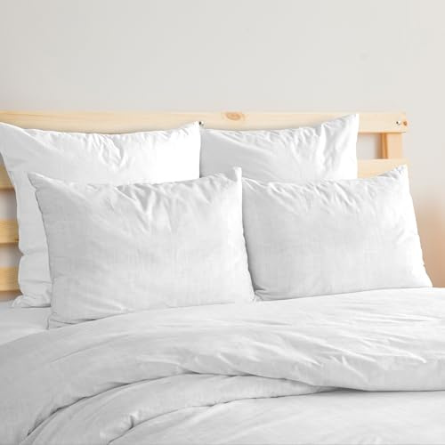 Ruggeri Set Lenzuola Copripiumino Matrimoniale, Cotone Lino, Bianco Gesso | 1 sacco copripiumino 250x200 cm con risvolto 40 cm, 2 federe 50x80 cm con chiusura sacco 20 cm, Made in Italy
