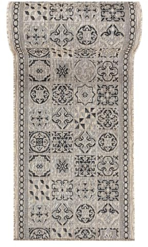 Mazovia In-& Outdoor Läufer Balkon 70x250cm Creme Patchwork Wetterfest