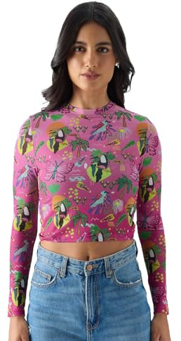 The Souled Store Tropical Dream cropped toppar för kvinnor, rosa, XXS