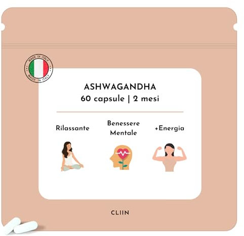 Ashwagandha capsule bio, L Ashwagandha integratore alimentare Made in Italy, 60 compresse, Potere Super Rilassante, Migliora Benessere Mentale, Booster Energizzante