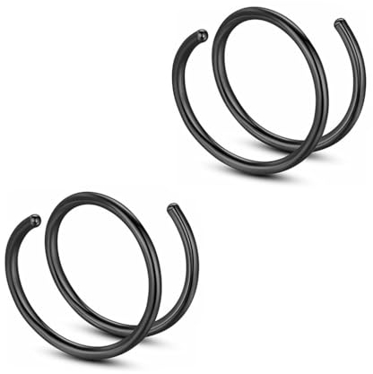 2 Stück 20G Durchmesser 6 mm Schwarzer Doppelring Septum Nasenring Knorpel Hergestellt Aus Hypoallergenem Chirurgischem Stahl Nasen Lippen Tragus Ohrring Piercing Schmuck Für Damen Und Herren