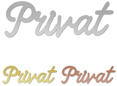 banjado® Türschild privat selbstklebend/Graviertes Schild Privat Privat 1 24x8cm / Geeignet als Türschild Büro oder Badezimmer Schild/Privat Schild in Edelstahl Optik/Toilettenschild