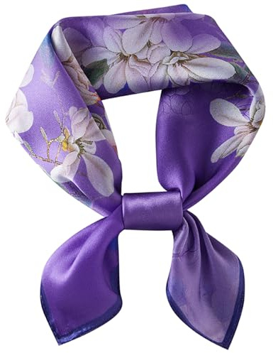 WUZININGLE 100% Maulbeerseide Halsschal, 53cm x 53cm Seidenkopfschal für Damen Herren, leichter quadratischer Seidenschal klein