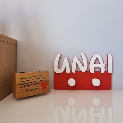 Perchero con nombre personalizado para niños/niñas (Rojo)