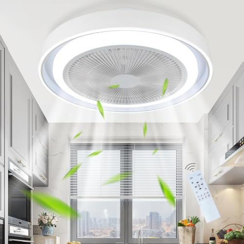 Homefire Deckenventilator mit Beleuchtung und Fernbedienung Leise - LED Dimmbar Deckenlampe mit Ventilator Lampe Decke Timing Deckenleuchte Modern Blau 5 Flügeln Licht für Schlafzimmer Wohnzimmer