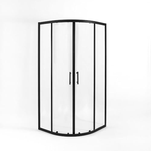 MILANO Black Reversible Quadrant Shower Enclosure White Tray 700 x 700mm