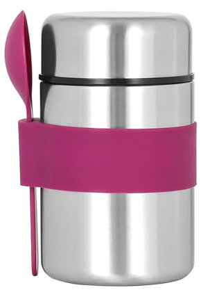 FUZVOL Insulated Food Flask for Food Warming,Stainless Steel Food Flask Soup Flask Container with Spoon for Lunch & Dinner Food Carrying(Purple)