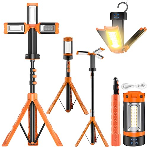 Portable Camping Light with Stand, Telescopic Camping Lights Rechargeable 10000mAh, Waterproof Multi-Functional 5 Lighting Modes Telescoping Camping LED Light for Camping,Hiking,Fishing
