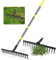 Rastrello da giardino, lunghezza regolabile, 75 – 158 cm, rastrello da giardino con manico, in metallo con 16 denti in acciaio, per allentare il terreno e livellare prato, cortile, rastrello da prato