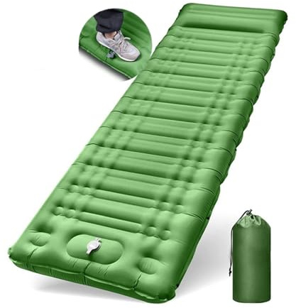 YZMXIY Isomatte Selbstaufblasend, 12CM Dicke hoch Camping Luftmatratze mit integrierten Kopfkissen Outdoor Campingmatte Anti-Ripstop Tragbar Schlafmatte für Wandern, Reise, Strand