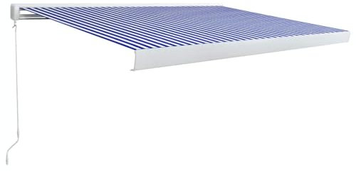 Kangmusi Manuelle Kassetten-Markise 350x250 cm Blau und, Blau 3052671