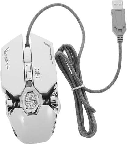 POPETPOP Souris de Jeu pour Ordinateur, USB, Plastique, Argenté, RGB | Accès Rapide, Toucher Confortable, Usage Jeux sur Pc, Surface Type Peau, Format Pratique