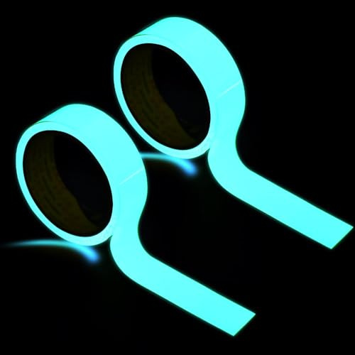 Mcoser Lot de 2 rouleaux de ruban adhésif fluorescent bleu phosphorescent de 10 m pour décoration de fête fluorescente / avertissement / scène d'escalier