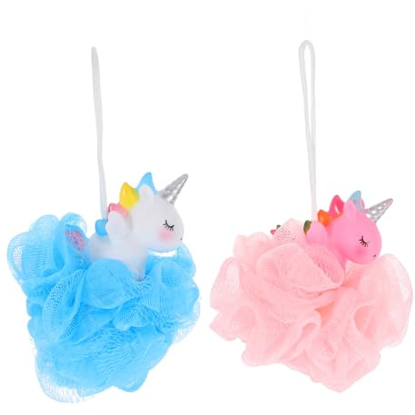 Bolas de Baño Exfoliantes de Malla Pe Pvc para Niños 2 Piezas | Color Rosa, Secado Rápido y Limpieza Piel, Diseño Simple para Uso Infantil en Bañera