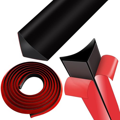 Profil Finition Plan de Travail Baguette Finition Angle Plan de Travail Cuisine Baguette de Finition Joint Cuisine Auto-Adhésif Caoutchouc Doux Imperméable (Noir, 3Mètre)