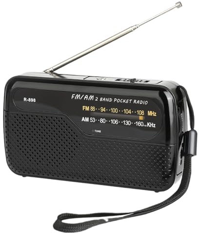 Raypow Radio de Portátil, Radios de Transistor Am FM Bolsillo Portátil Funciona con 2 Pilas AA, Radio de Pequeña de Bolsillo Viaje FM,Altavoz Fuerte,Uso en Interiores, Exteriores. (Negro)